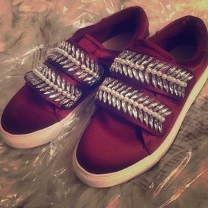 Shoe Dazzle Burgundy Sneaker with Embellishments